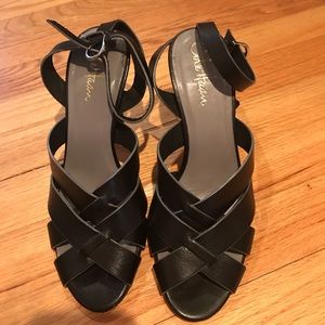 Cole Haas black leather high heel sandals